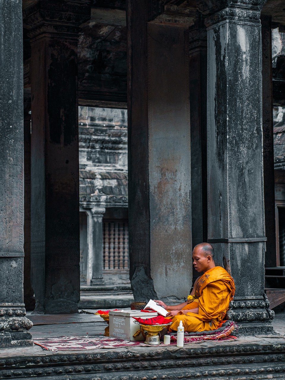 monk, temple, meditation